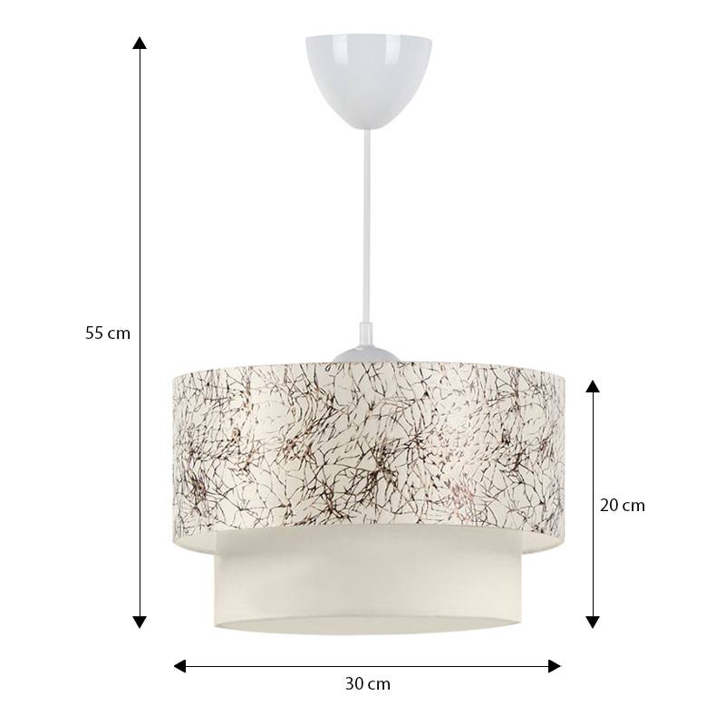 Φωτιστικό οροφής υφασμάτινο μονόφωτο χρώμα λευκό - μαύρο 3