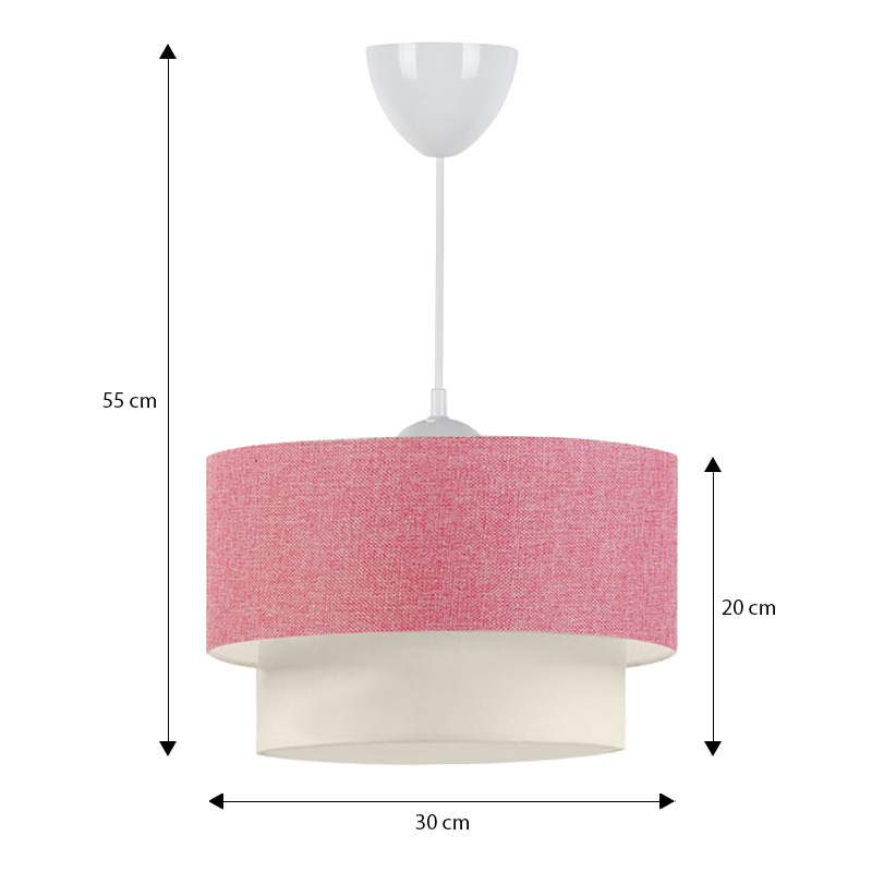Φωτιστικό οροφής υφασμάτινο μονόφωτο χρώμα ροζ 3
