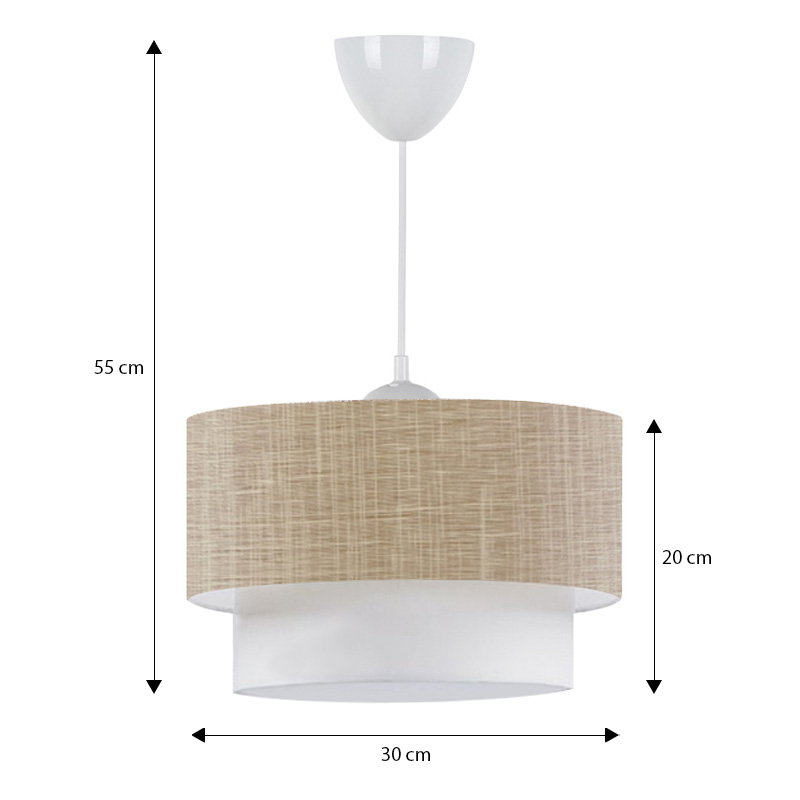 Φωτιστικό οροφής E27 υφασμάτινο μονόφωτο χρώμα μπεζ 3