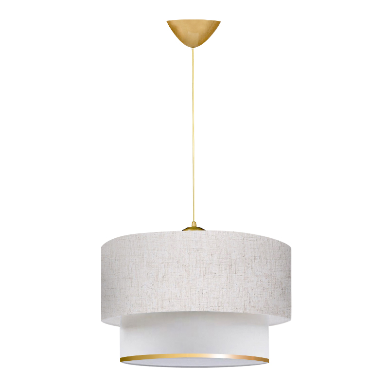 Φωτιστικό οροφής υφασμάτινο μονόφωτο χρώμα λευκό/χρυσό