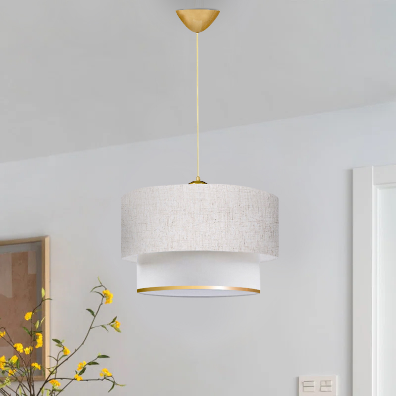 Φωτιστικό οροφής υφασμάτινο μονόφωτο χρώμα λευκό/χρυσό 2