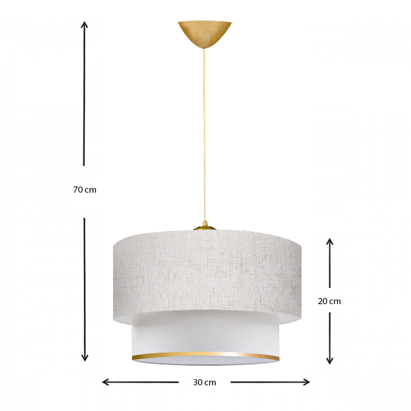 Φωτιστικό οροφής υφασμάτινο μονόφωτο χρώμα λευκό/χρυσό 3