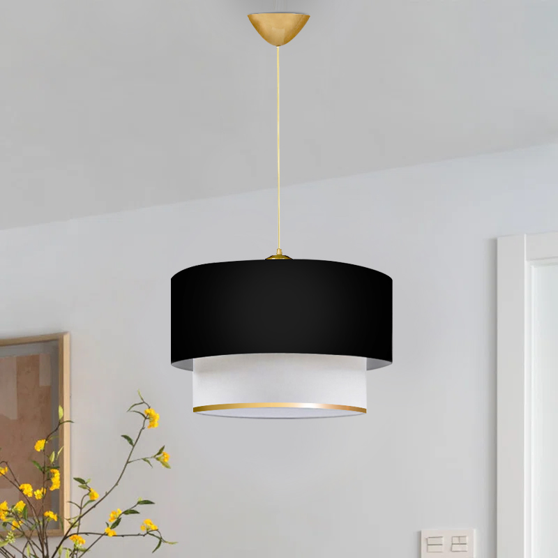 Φωτιστικό οροφής υφασμάτινο μονόφωτο χρώμα μαύρο/χρυσό 2