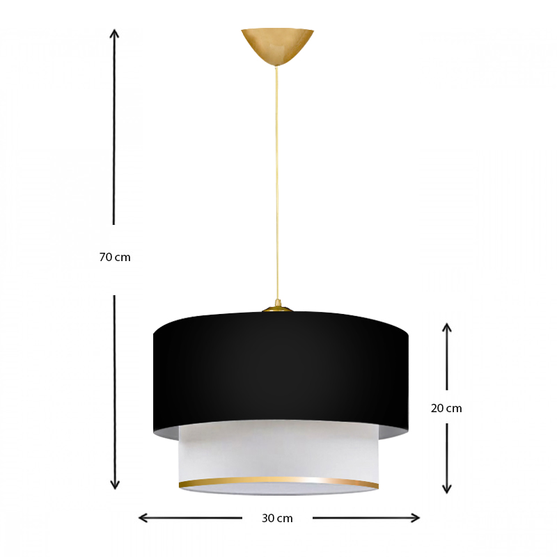 Φωτιστικό οροφής υφασμάτινο μονόφωτο χρώμα μαύρο/χρυσό 3