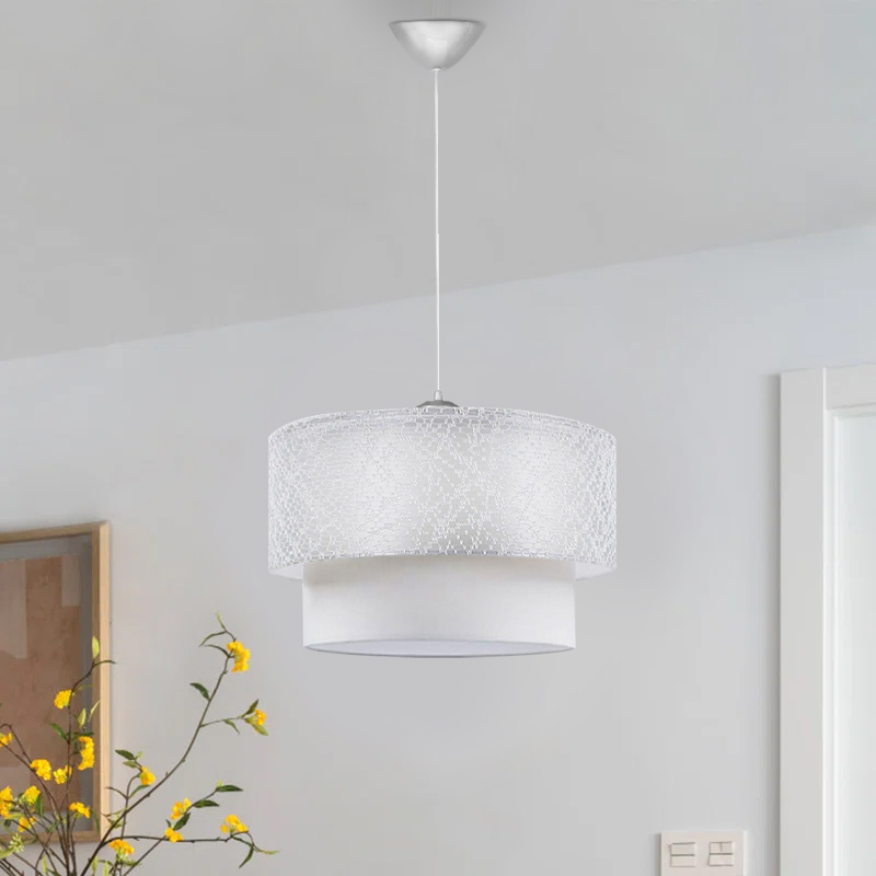 Φωτιστικό οροφής υφασμάτινο μονόφωτο χρώμα λευκό 2