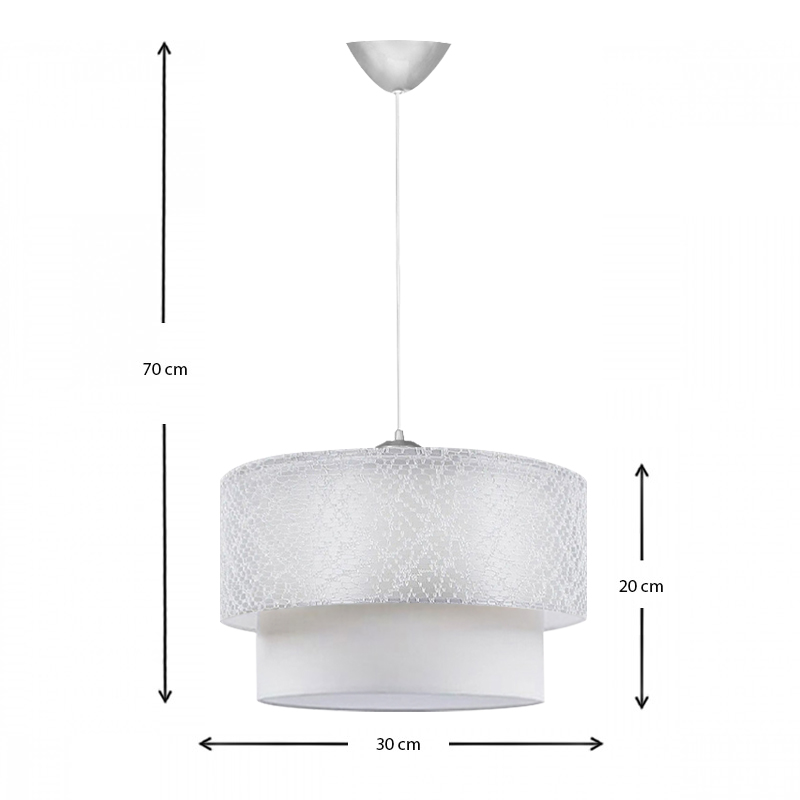 Φωτιστικό οροφής υφασμάτινο μονόφωτο χρώμα λευκό 3