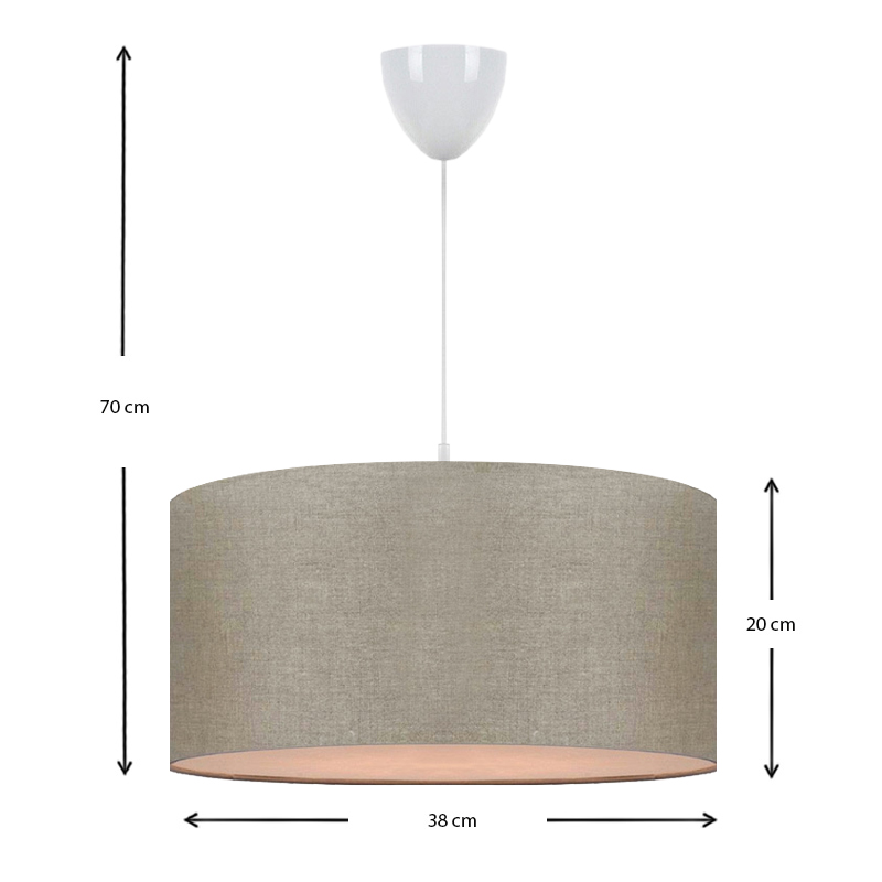 Φωτιστικό οροφής υφασμάτινο μονόφωτο χρώμα μπεζ άμμου 3