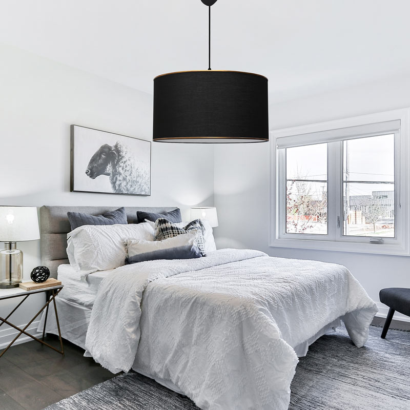 Φωτιστικό οροφής υφασμάτινο μονόφωτο χρώμα μαύρο 2