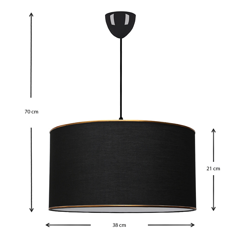 Φωτιστικό οροφής υφασμάτινο μονόφωτο χρώμα μαύρο 3