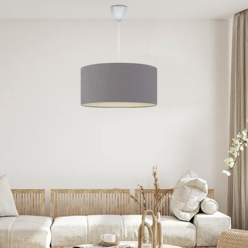 Φωτιστικό οροφής υφασμάτινο μονόφωτο χρώμα γκρι 2
