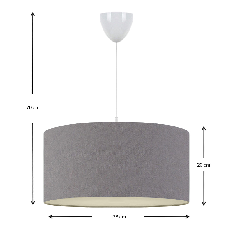 Φωτιστικό οροφής υφασμάτινο μονόφωτο χρώμα γκρι 3
