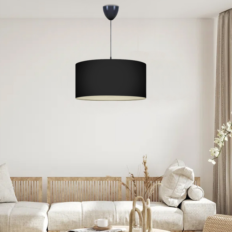 Φωτιστικό οροφής υφασμάτινο μονόφωτο χρώμα μαύρο 2