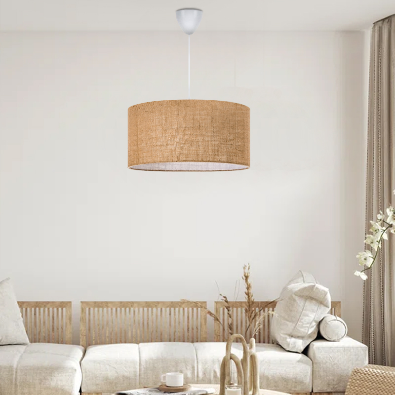 Φωτιστικό οροφής E27 γιούτα μονόφωτο χρώμα μπεζ 2