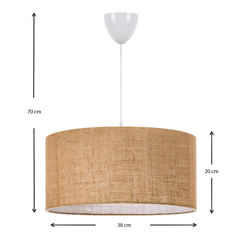 Φωτιστικό οροφής E27 γιούτα μονόφωτο χρώμα μπεζ 3