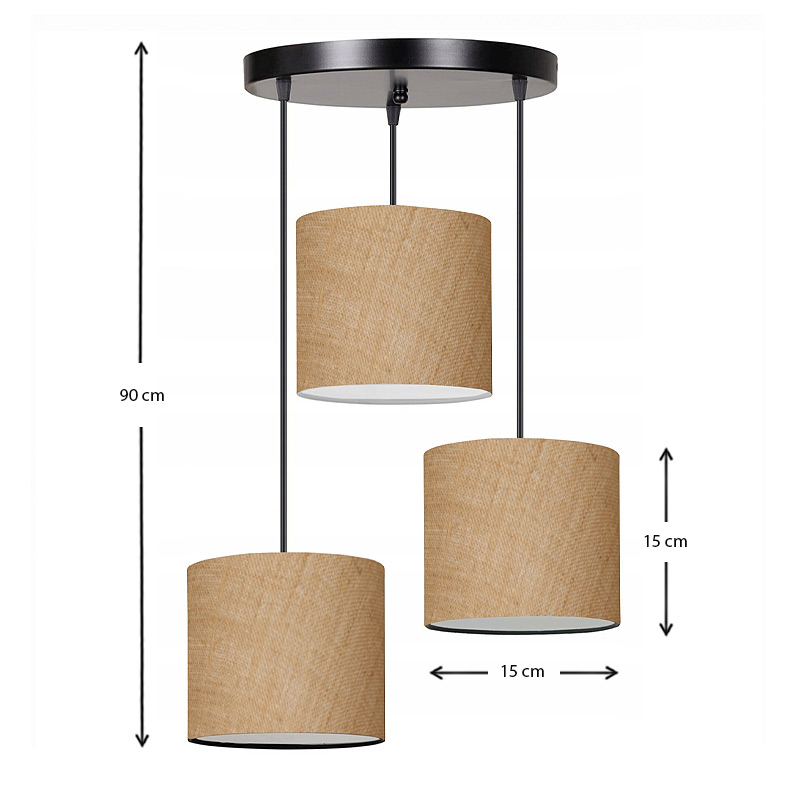 Φωτιστικό οροφής γιούτα ύφασμα τρίφωτο χρώμα φυσικό 3