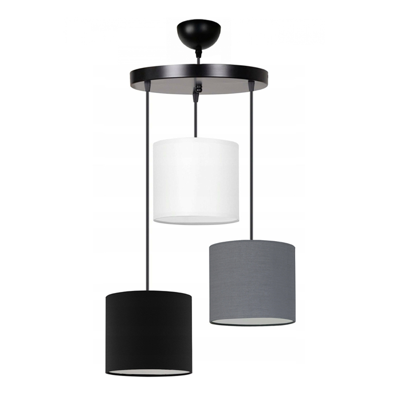Φωτιστικό οροφής υφασμάτινο τρίφωτο χρώμα γκρι/μαύρο