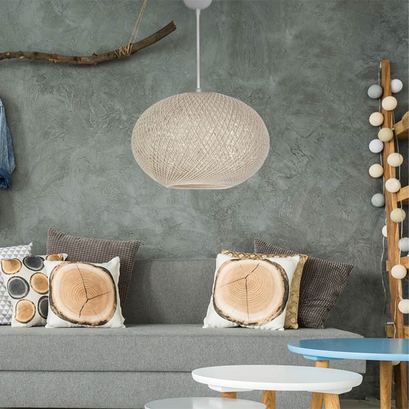 Φωτιστικό οροφής από σχοινί μονόφωτο χρώμα μπεζ 2