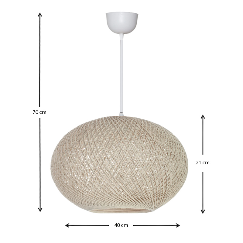 Φωτιστικό οροφής από σχοινί μονόφωτο χρώμα μπεζ 3
