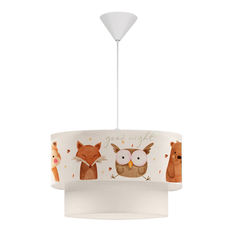 Φωτιστικό οροφής υφασμάτινο μονόφωτο με χαριτωμένα ζωάκια
