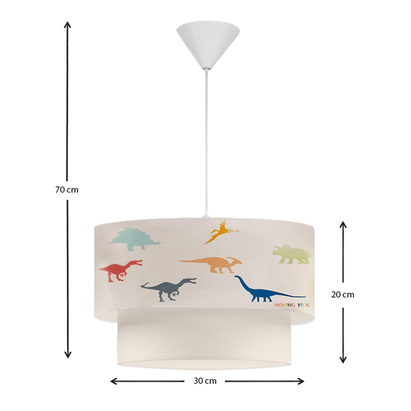 Φωτιστικό οροφής υφασμάτινο μονόφωτο με χαριτωμένα δεινοσαυράκια 3