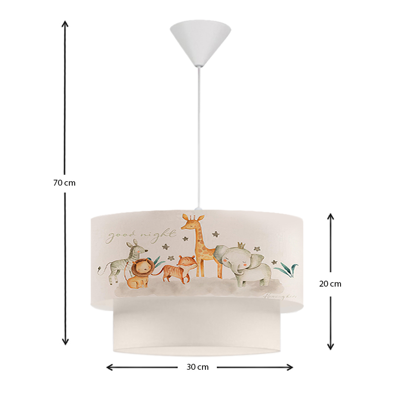 Φωτιστικό οροφής υφασμάτινο μονόφωτο με χαριτωμένα ζωάκια 3