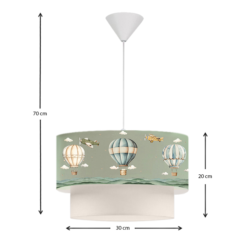 Φωτιστικό οροφής υφασμάτινο μονόφωτο με χαριτωμένα αερόστατα 3