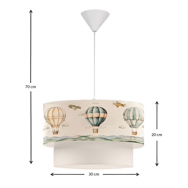 Φωτιστικό οροφής υφασμάτινο μονόφωτο με χαριτωμένα αερόστατα 3