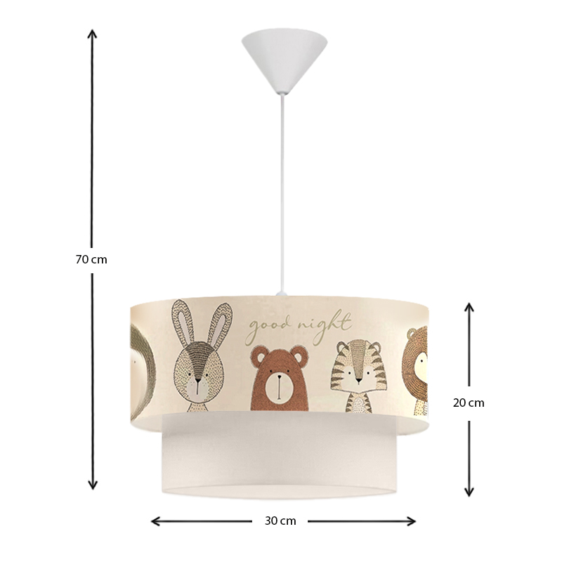 Φωτιστικό οροφής υφασμάτινο μονόφωτο με χαριτωμένα ζωάκια 3
