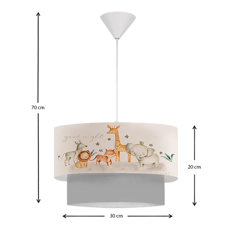 Φωτιστικό οροφής υφασμάτινο μονόφωτο με χαριτωμένα ζωάκια 3