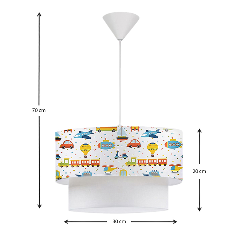 Φωτιστικό οροφής υφασμάτινο μονόφωτο με χαριτωμένα οχήματα 3