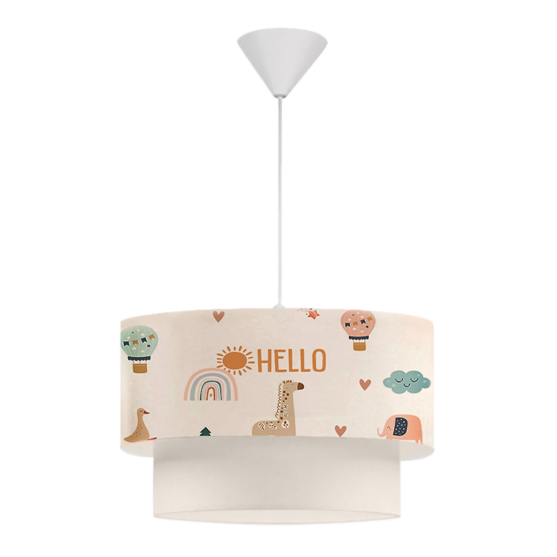 Φωτιστικό οροφής υφασμάτινο μονόφωτο με χαριτωμένα ζωάκια