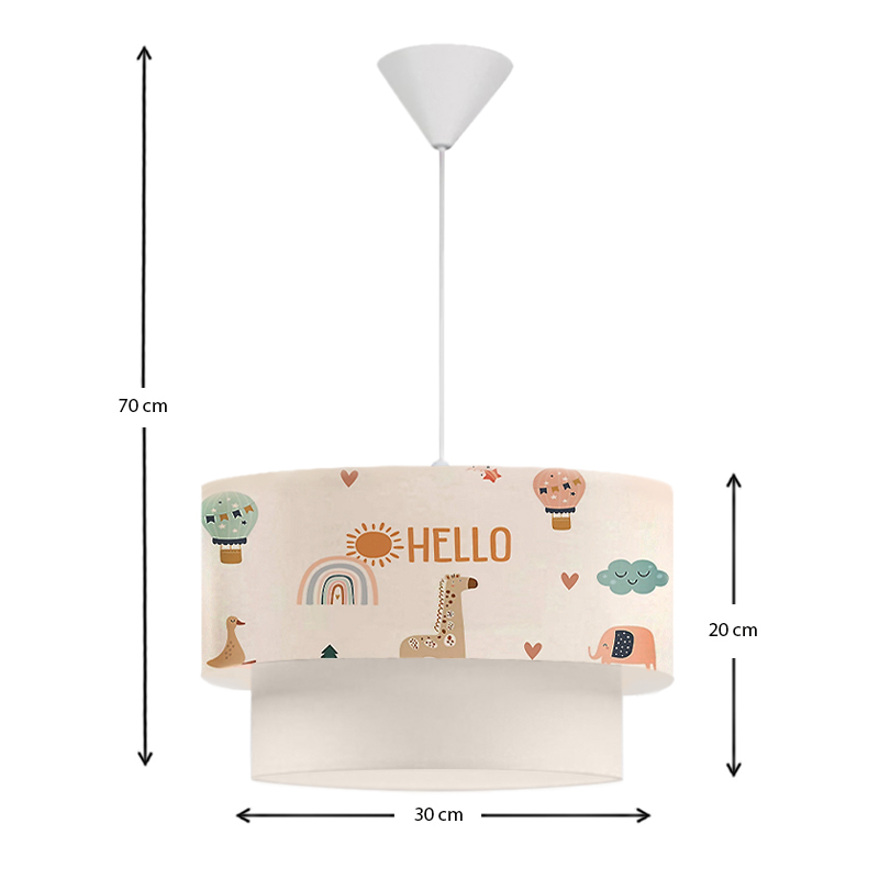 Φωτιστικό οροφής υφασμάτινο μονόφωτο με χαριτωμένα ζωάκια 3