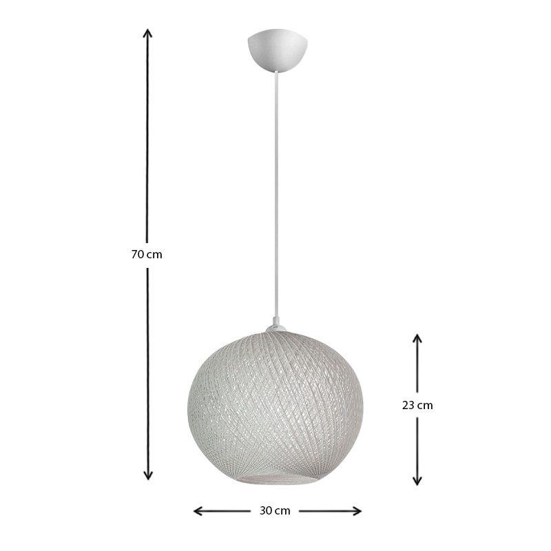 Φωτιστικό οροφής από σχοινί μονόφωτο χρώμα λευκό 3