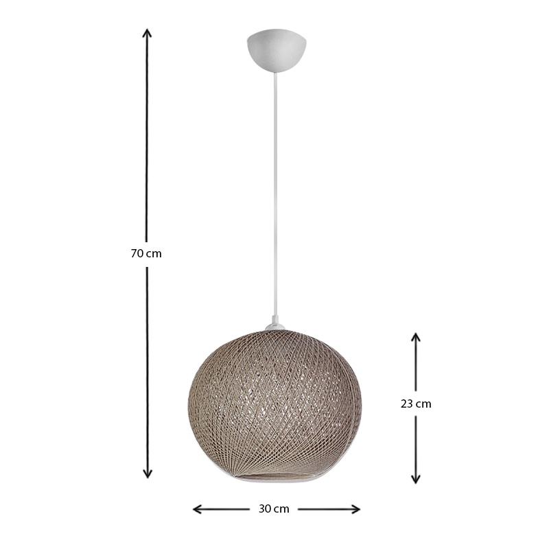 Φωτιστικό οροφής από σχοινί μονόφωτο χρώμα μόκα 3
