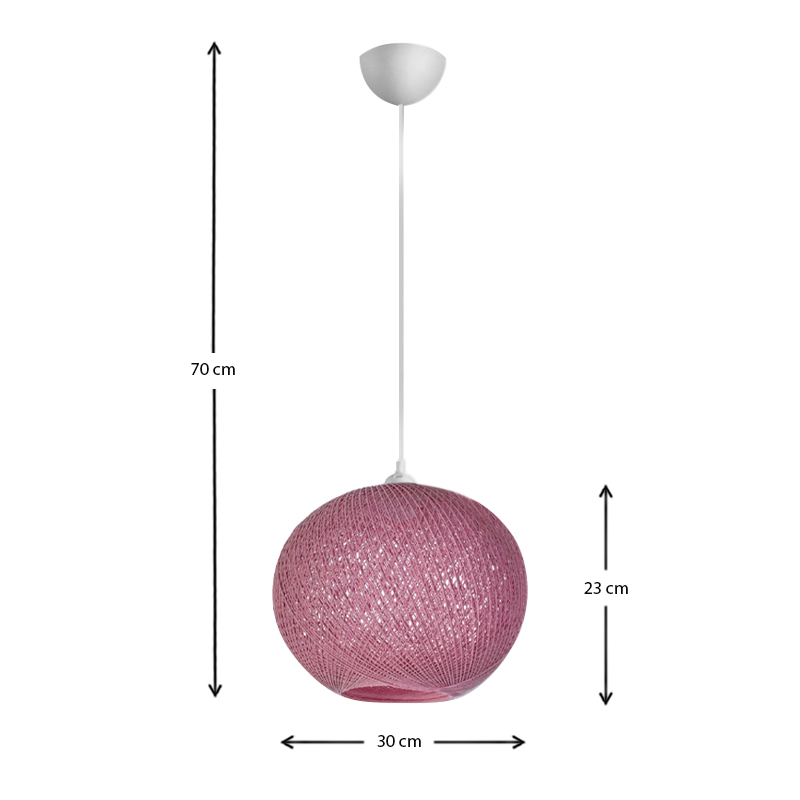 Φωτιστικό οροφής από σχοινί μονόφωτο χρώμα ροζ 3