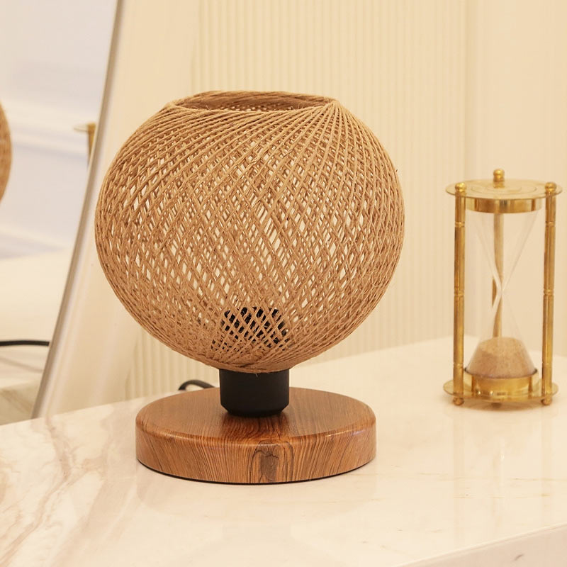 Φωτιστικό επιτραπέζιο E27 κλωστή/Mdf χρώμα φυσικό/καφέ 2