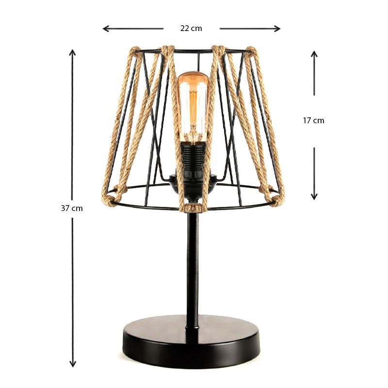 Φωτιστικό επιτραπέζιο E27 σχοινί/μεταλλικό χρώμα μαύρο 3