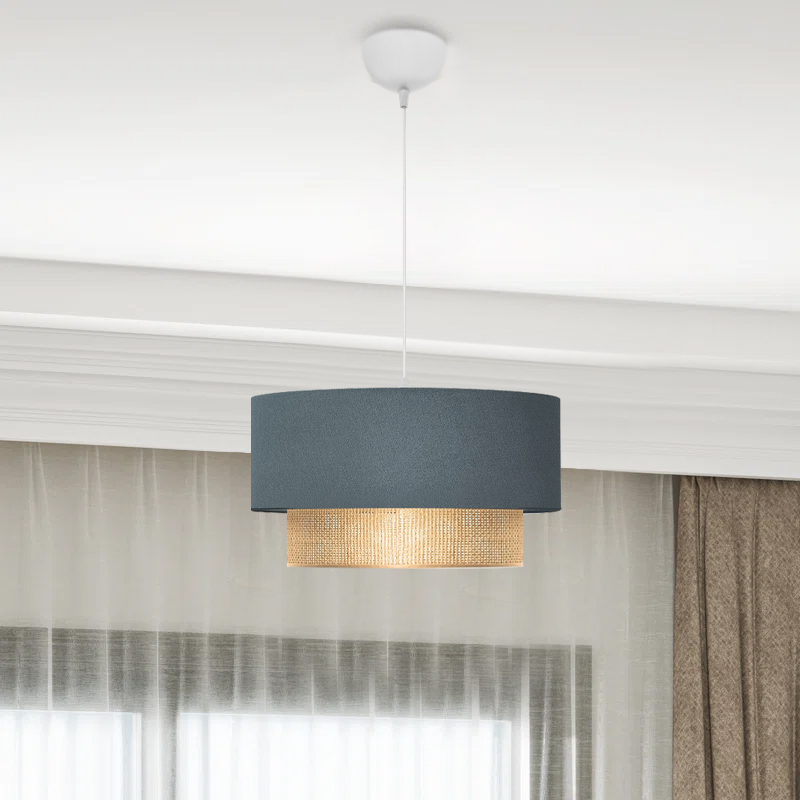 Φωτιστικό οροφής E27 υφασμάτινο μονόφωτο χρώμα μπλε ανθρακί 2