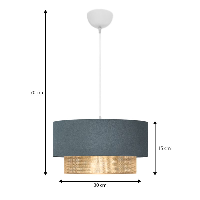 Φωτιστικό οροφής E27 υφασμάτινο μονόφωτο χρώμα μπλε ανθρακί 3