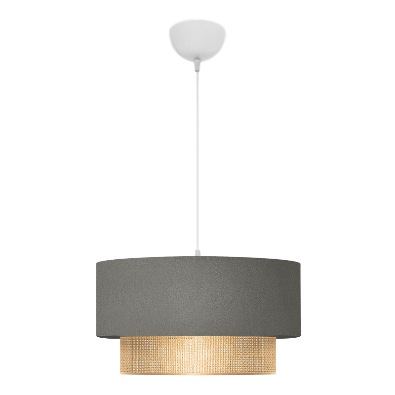 Φωτιστικό οροφής E27 υφασμάτινο μονόφωτο χρώμα γκρι