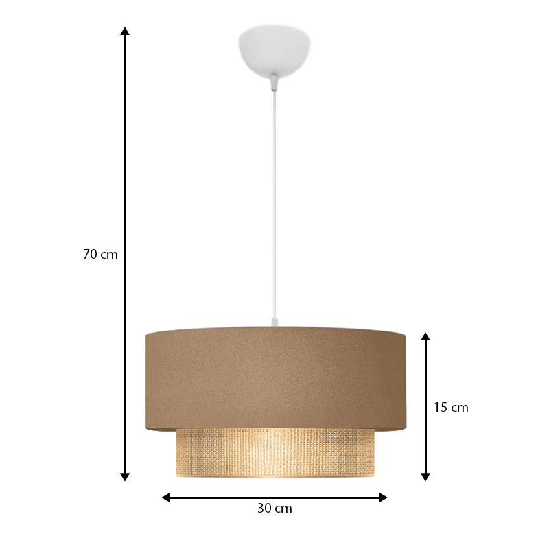 Φωτιστικό οροφής E27 υφασμάτινο μονόφωτο χρώμα μπεζ 3