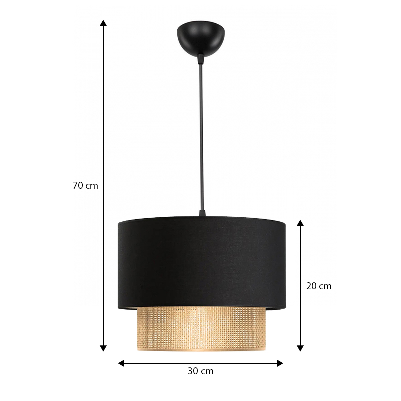 Φωτιστικό οροφής E27 υφασμάτινο μονόφωτο χρώμα μαύρο 3