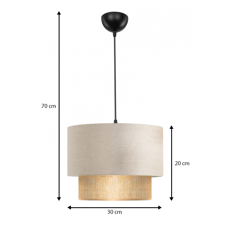 Φωτιστικό οροφής E27 υφασμάτινο μονόφωτο χρώμα κρεμ 3