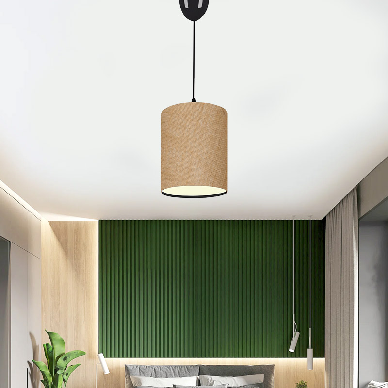 Φωτιστικό οροφής Ε27 υφασμάτινο μονόφωτο χρώμα μπεζ 2