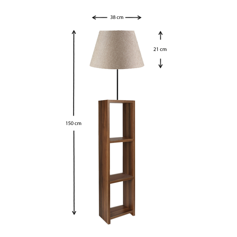 Φωτιστικό δαπέδου υφασμάτινο Pvc/MDF χρώμα μπεζ/καρυδί 3
