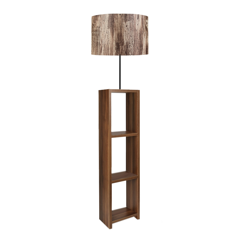 Φωτιστικό δαπέδου υφασμάτινο Pvc/MDF χρώμα καφέ/καρυδί