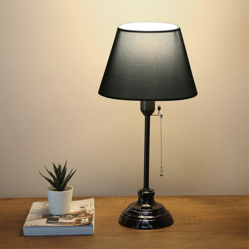 Φωτιστικό επιτραπέζιο E27 υφασμάτινο - μεταλλικό χρώμα μαύρο Φ22x45εκ. 2