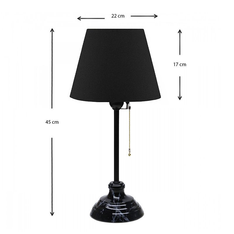 Φωτιστικό επιτραπέζιο E27 υφασμάτινο - μεταλλικό χρώμα μαύρο Φ22x45εκ. 3