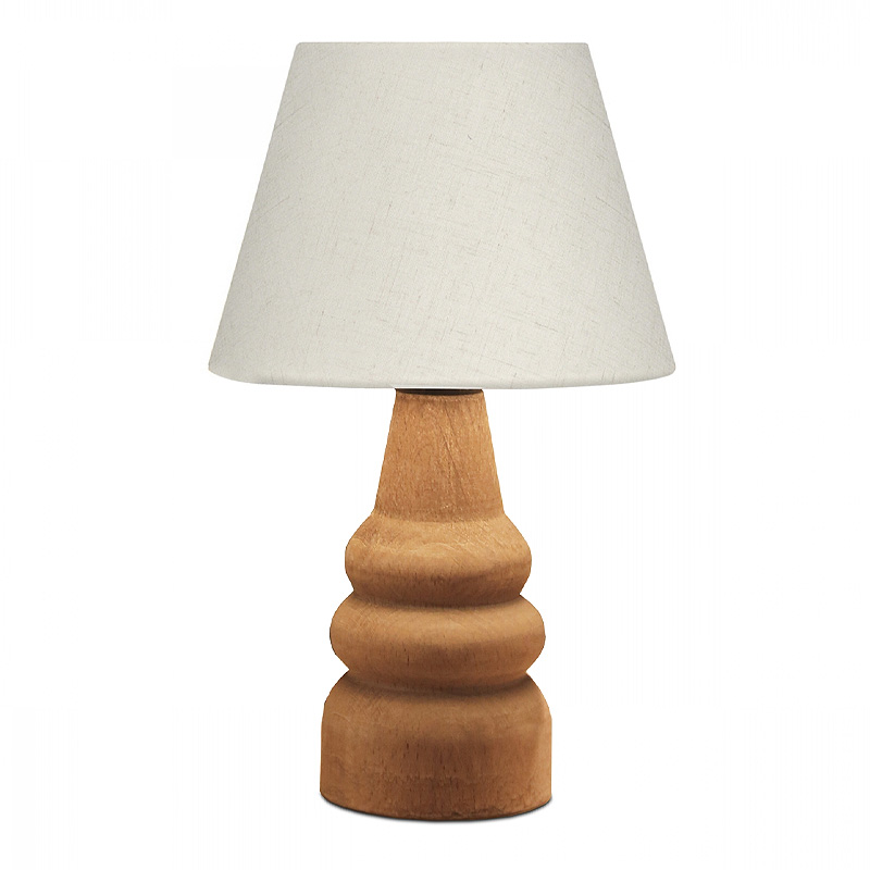 Φωτιστικό επιτραπέζιο E27 υφασμάτινο - ξύλινο χρώμα κρεμ - καφέ Φ24x36εκ.