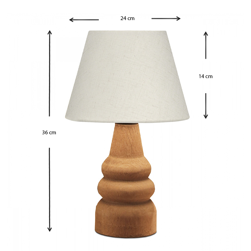 Φωτιστικό επιτραπέζιο E27 υφασμάτινο - ξύλινο χρώμα κρεμ - καφέ Φ24x36εκ. 3
